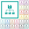 Save file as multiple format flat color icons with quadrant frames Royalty Free Stock Photo