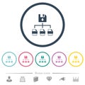 Save file as multiple format flat color icons in round outlines Royalty Free Stock Photo