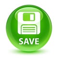 Save (floppy disk icon) glassy green round button