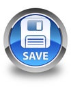 Save (floppy disk icon) glossy blue round button