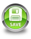 Save (floppy disk icon) glossy green round button