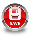 Save (floppy disk icon) glossy red round button Royalty Free Stock Photo