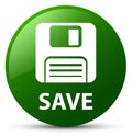 Save (floppy disk icon) green round button Royalty Free Stock Photo