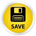 Save (floppy disk icon) premium yellow round button