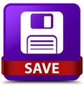 Save (floppy disk icon) purple square button red ribbon in middle