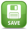 Save (floppy disk icon) special soft green square button Royalty Free Stock Photo