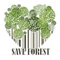 Save forest ecology green postcard