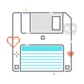 Save game related color line vector icon, illustration