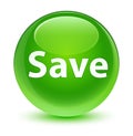Save glassy green round button