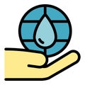 Save global water icon vector flat