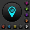 Save GPS map location dark push buttons with color icons