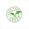 Save the green logo simple vintage