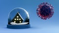 Save house from coronavirus Covid 19 virus. Stay home .House in dome glass with coronavirus Covid 19 . 3d rendering