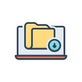 Color illustration icon for Save, file and document