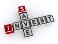 Save invest word block on white