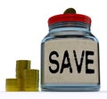 Save Jar Shows Save Or Set Aside Money And Finances