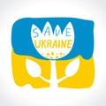 Save life. Ukraine. Flower in the colors of the Ukrainian flag.