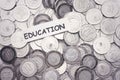 Save money concept,tag education above algeria coin