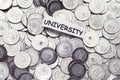 Save money concept, tag university above algeria coin