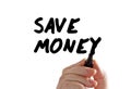 Save money hand marker Royalty Free Stock Photo