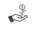 Businessman hand holding money tree. Dollar in hand icon. Growing business concept. Vector Royalty Free Stock Photo