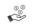 Dollar in hand icon. Save money icon. on white background Vector illustration