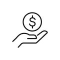 Save money icon, salary money, invest finance, hand holding dollar