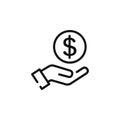 Save money icon, salary money, invest finance, hand holding dollar icon vector illustration logo template