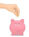 Save money in piggy bank