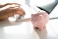 Save Money In Piggybank. Saving Financial Budget Royalty Free Stock Photo