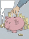 Piggy bank piggy bank illustartion with hand inserting money for economic savings.
