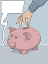 Piggy bank piggy bank illustartion with hand inserting money for economic savings.