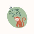 Save my life hand drawn lettering. Royalty Free Stock Photo