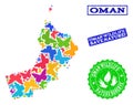 Save Nature Collage of Map of Oman with Butterflies and Distress Watermarks