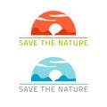 Save the nature environment conservation icon logo vector or protect earth planet world day care logotype graphic symbol Royalty Free Stock Photo