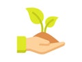 Save nature hand plant environment go green single isolated icon with flat style Royalty Free Stock Photo