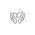 Save the nature hands simple vector line icon. Environment protection sign. Light background. Editable stroke