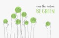 Save the Nature-save the world.Ecology concept.message BE GREEN.silhouettes of hands raised up like trees. Royalty Free Stock Photo