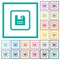 Save object flat color icons with quadrant frames