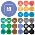 Save object round flat multi colored icons