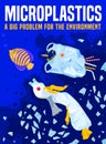 Microplastics problem poster. Save the ocean concept