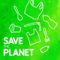 Save the planet square vector image. The plastic free zero waste environment protection vector desing for a poster, flyer