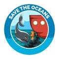 Save the Oceans Cartoon Emblem