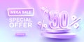 Save offer, 50 off sale banner. Sign board promotion. Vector illustration Royalty Free Stock Photo