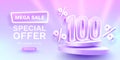 Save offer, 100 off sale banner. Sign board promotion. Vector illustration Royalty Free Stock Photo