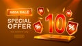 Save offer, 10 off sale banner. Sign board promotion. Vector illustration Royalty Free Stock Photo