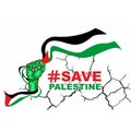 Save the Palestinian flag. vector illustration supporting palestine flag with clasped hands green abstract. war rift Royalty Free Stock Photo