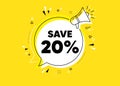 Save 20 percent off. Sale Discount offer price sign. Vector