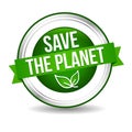 Save the Planet Badge - Happy Earth Seal with Ribbon