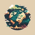 Save planet earth globe Low poly design illustration, mother green nature icon